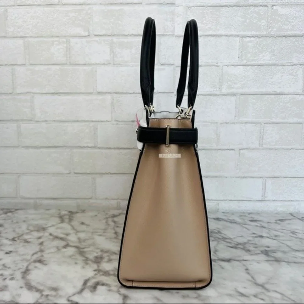 Kate Spade Staci Warm Beige Colorblock Large Satchel Crossbody